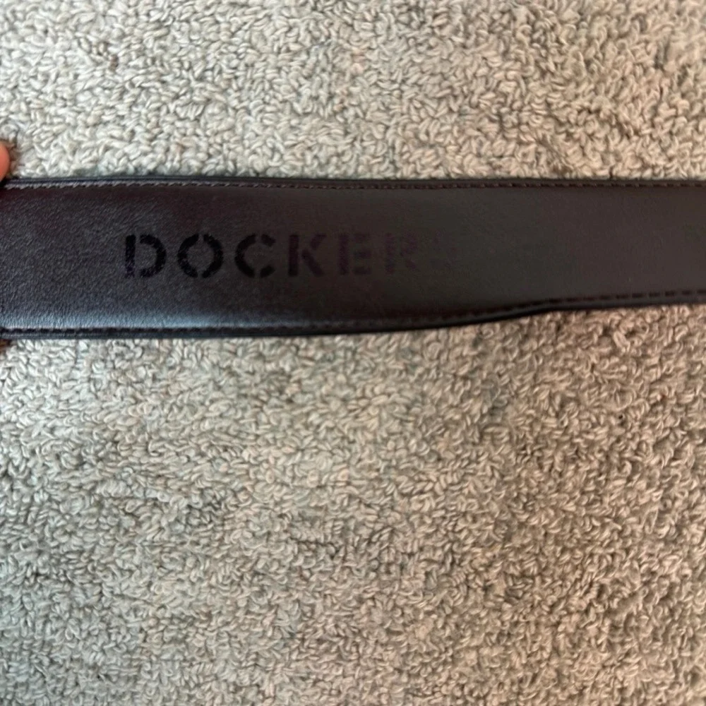 NWT Dockers Mens Black Ratchet Belt Synthetic Leather Click to Fit LG 11DK010068